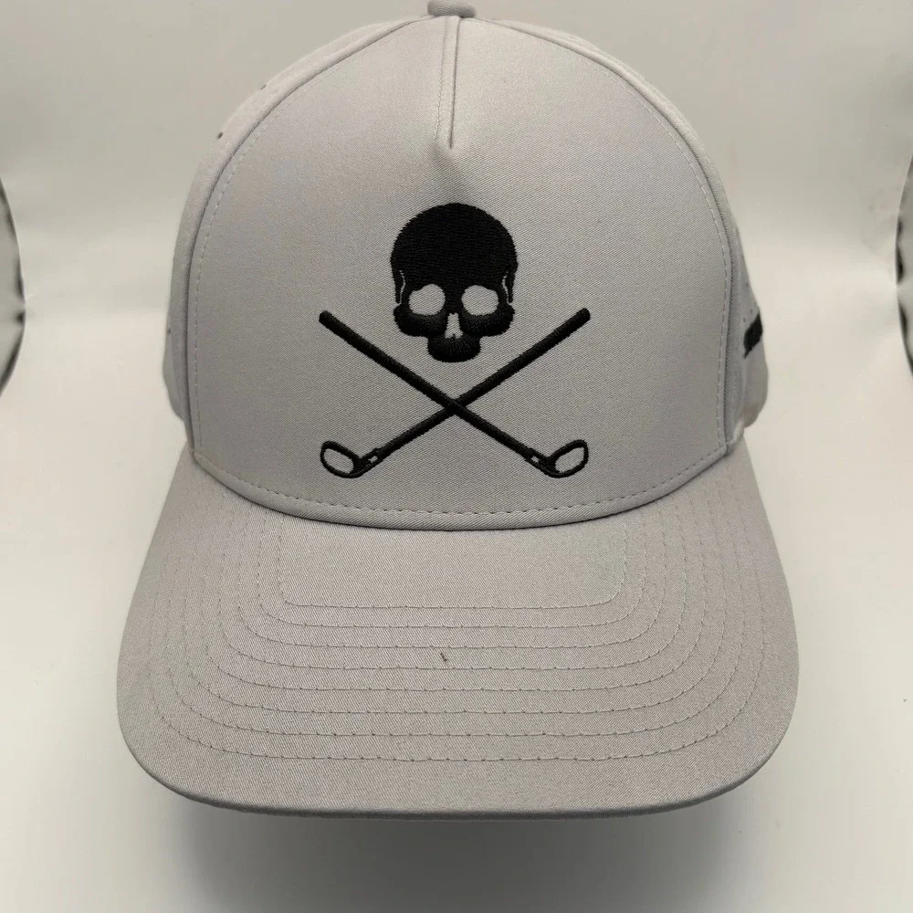 Shankitgolf Skull Golf Cap Gray‎ Embroidered Snapback Breathable Shank It Golf
